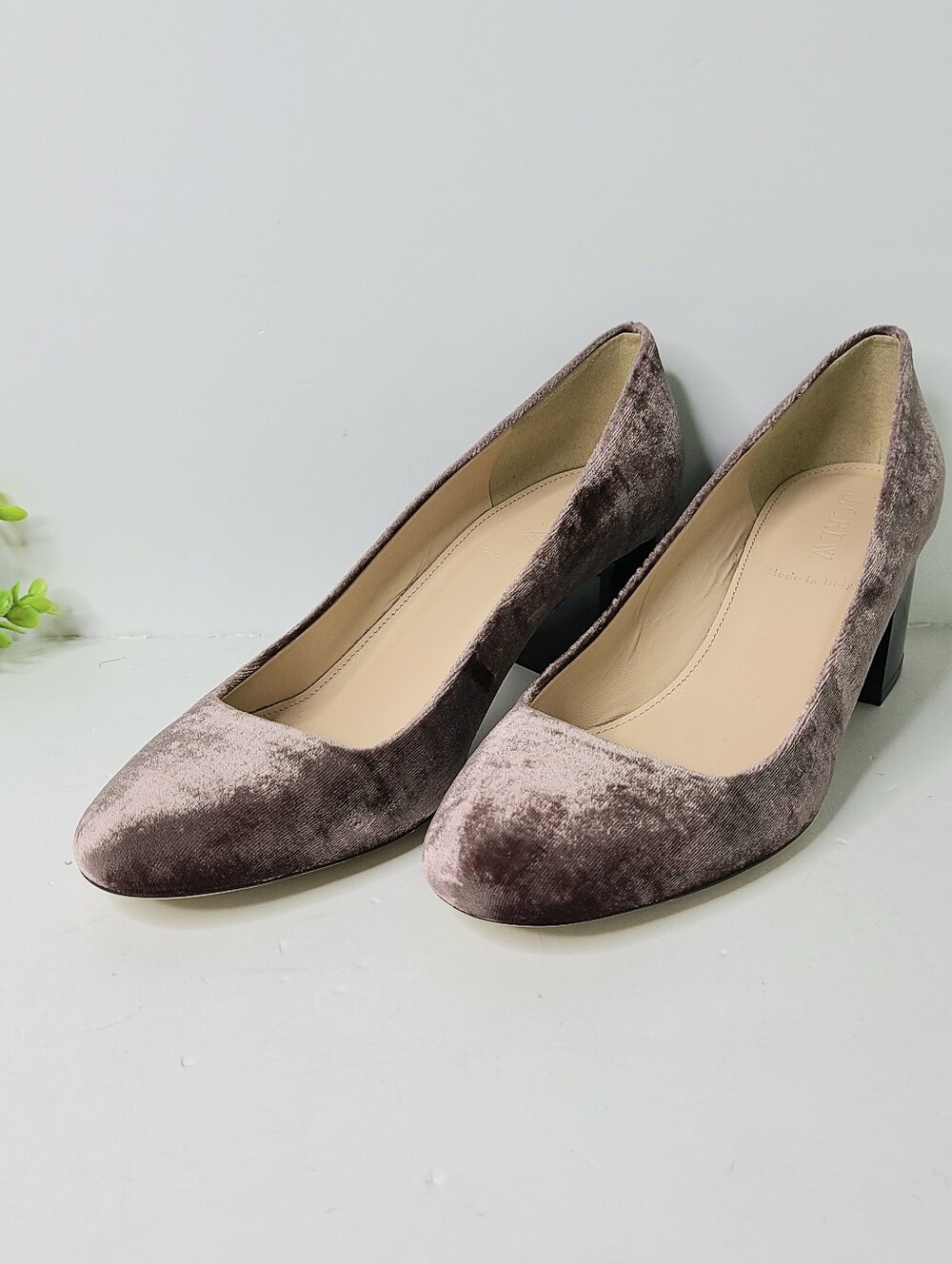 J. Crew Made In Italy Velvet Lucite Block Heel Pumps